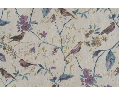 Material textil cu model de păsări și flori