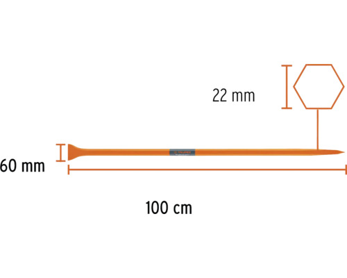 Levier cu o lungime de 100 de centimetri și o lățime de 22 de milimetri