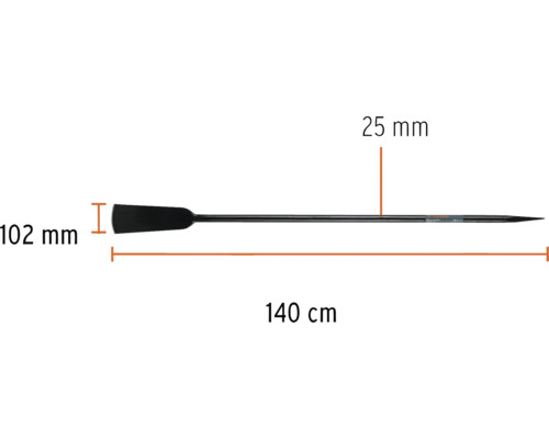 Mai de piloți cu dimensiunile: 140 centimetri lungime, 102 milimetri lățimea capului și 25 milimetri diametrul vârfului.