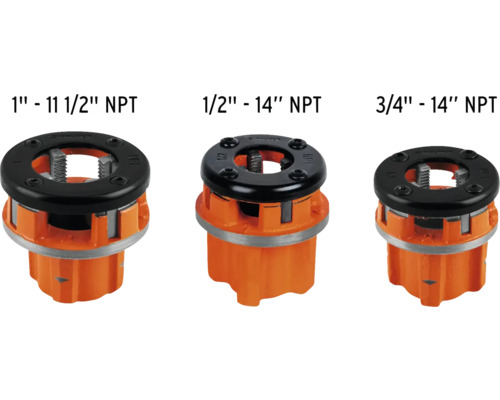Trei capete de filetare de dimensiuni 1 inch, jumătate de inch și trei sferturi de inch NPT