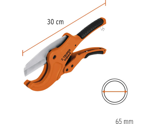 Tăietor de țevi cu o lungime de 30 de centimetri și o capacitate maximă de 65 de milimetri