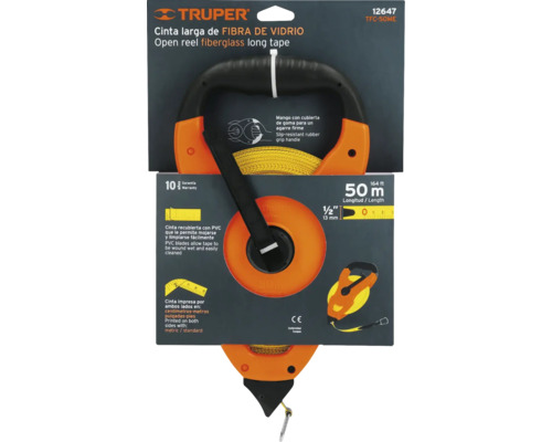 Ruletă din fibră de sticlă cu carcasă deschisă, 50 metri