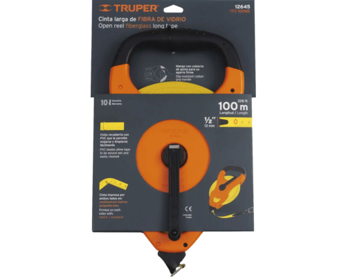 Ruletă din fibră de sticlă cu carcasă deschisă și lungime de 100 de metri