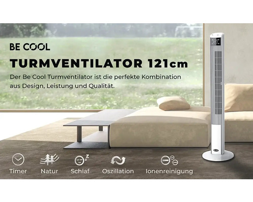 Ventilator turn cu funcție de cronometru, natură, somn, oscilație și curățare cu ioni