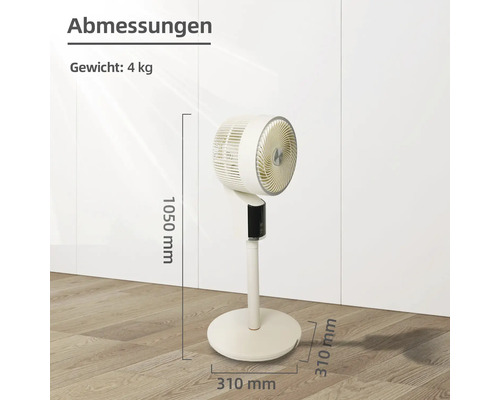 Ventilator de podea cu dimensiunile de 1050 mm înălțime și 310 mm lățime