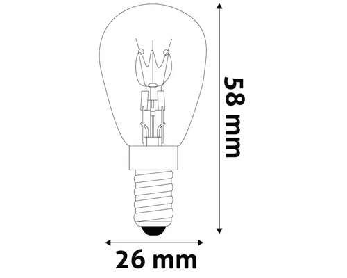 Desen al unui bec cu dimensiunile de 58 mm înălțime și 26 mm lățime