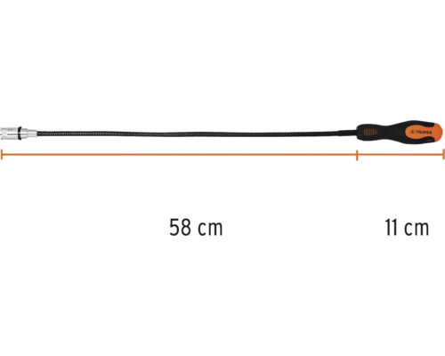 Ridicător magnetic cu arbore flexibil, lungime de 58 cm, cu un mâner de 11 cm