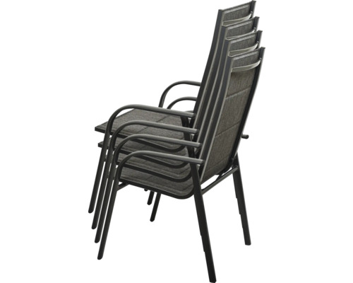 Scaune de grădină stivuibile din metal și țesătură textilă, patru bucăți