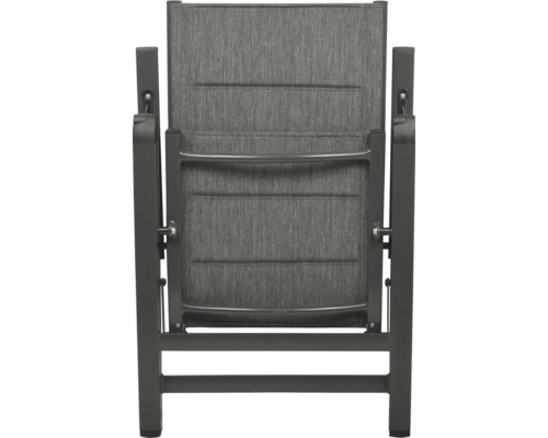 Scaun de grădină cu brațe și tapițerie textilă din spate