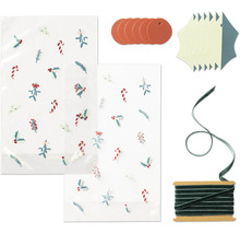 Pungi de cadouri cu motive de Crăciun, etichete de cadouri, panglică de cadou