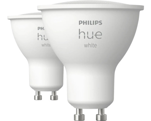 Becuri LED variabile Philips Hue GU10 4,2W 400 lumeni, lumină caldă, Bluetooth, 2 bucăți