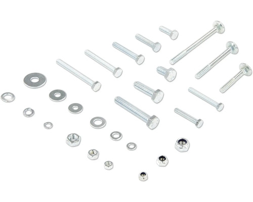 Asortiment de șuruburi, piulițe și șaibe