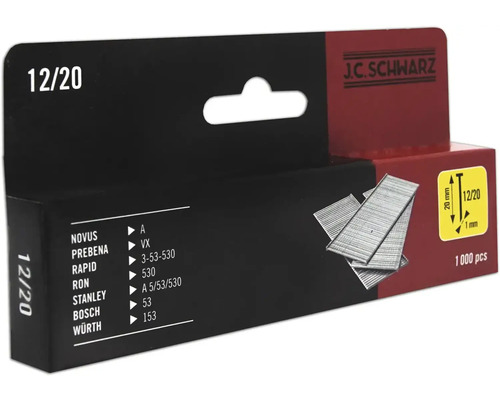 Cuie zincate JC Schwarz 12/20mm, 1000 buc. Capse J.C. Schwarz tip 12/20, 1000 bucăți
