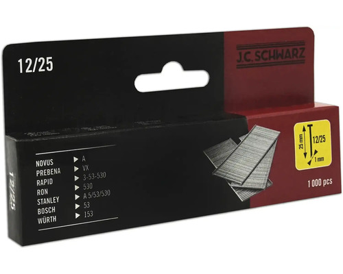 Cuie zincate JC Schwarz 12/25mm, 1000 buc. Capse J.C. Schwarz 12/25, pachet de 1000 bucăți