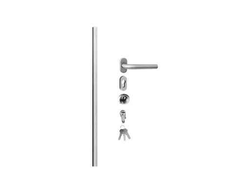 Set de feronerie pentru uși cu mâner, cheie, cilindru și bară