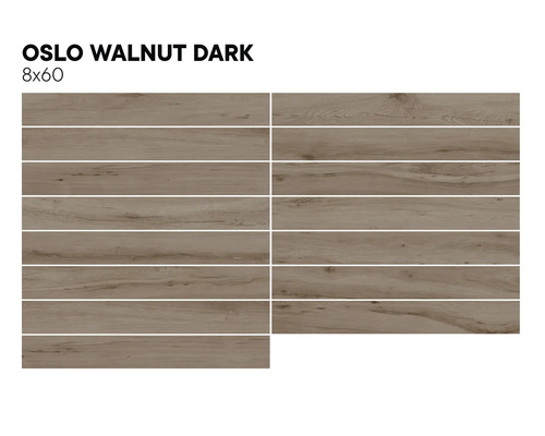 Plăci ceramice cu aspect de nuc închis, format 8x60