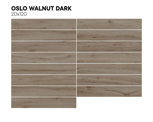 Plăci cu aspect de lemn, Oslo Walnut Dark, 20x120 cm