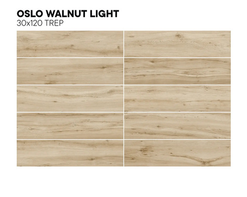 Plăci ceramice aspect lemn de nuc deschis, format 30x120 cm