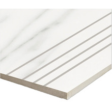 Treaptă gresie rectificată MIRAVA LUCCA Bianco gri lucios 29,5x120 cm