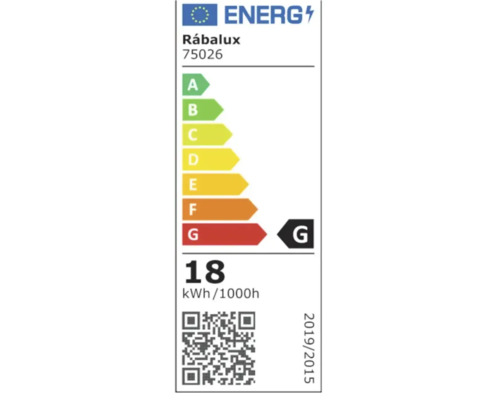 Etichetă energetică de la Rábalux cu clasa de eficiență energetică G