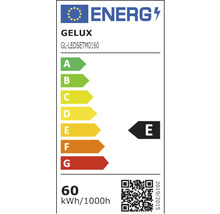 Etichetă energetică Gelux cu clasa de eficiență energetică E