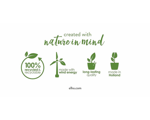 Simbol 100% reciclat și reciclabil, simbol fabricat cu energie eoliană, simbol de calitate de lungă durată, simbol fabricat în Olanda