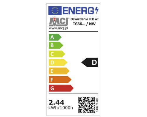 Etichetă energetică pentru iluminat LED cu clasa de eficiență energetică D