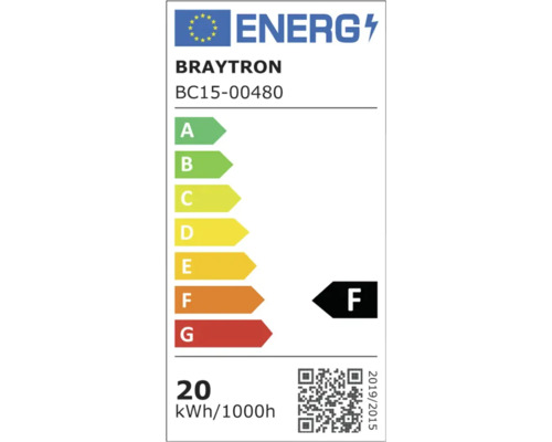 Etichetă energetică Braytron BC15-00480, clasa de eficiență energetică F
