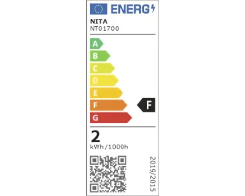 Eticheta energetică NITA NT01700 F, 2 kilowați-oră la 1000 de ore, 2019/2015