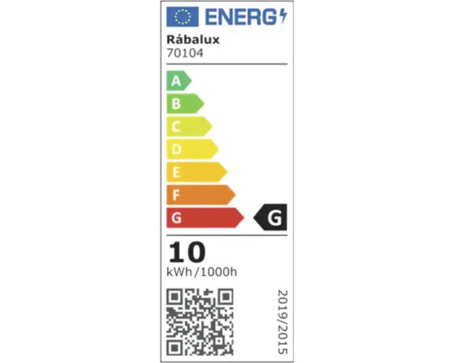 Etichetă energetică Rábalux G, consum de energie 10 kilowați-oră la 1000 de ore