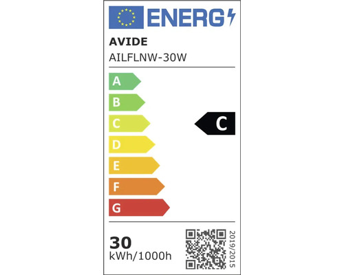 Etichetă energetică Avide AILFLNW-30W cu clasa de eficiență energetică C