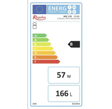 Etichetă energetică Regulus cu clasa de eficiență energetică B, 57 wați și volum de 166 litri