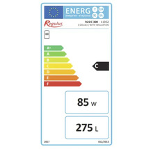 Etichetă energetică Regulus pentru boiler cu clasa de eficiență energetică C, un consum de energie de 85 wați și un volum de stocare de 275 litri.