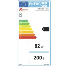 Etichetă energetică Regulus cu clasa de eficiență energetică C, volum de 200 litri și putere de 82 wați