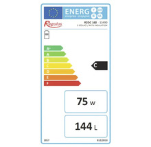 Etichetă energetică Regulus cu clasa de eficiență energetică C, 75 wați și volum de 144 litri.