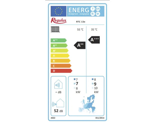 Etichetă energetică radiator Regulus cu clasa de eficiență energetică A++
