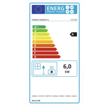 Etichetă energetică cu clasa de eficiență energetică A și un consum de energie de 6,0 kilowați pentru un produs de la Hornbach Baumarkt AG