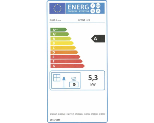 Etichetă energetică A pentru încălzire cu o putere de 5,3 kilowați