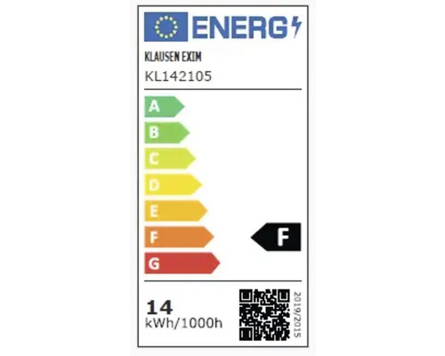 Etichetă energetică marca Klausen Exim cu clasa de eficiență energetică F