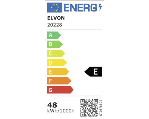 Etichetă energetică Elvon, clasa de eficiență energetică E