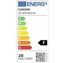 Etichetă energetică pentru o lampă Chrome cu clasa de eficiență energetică F