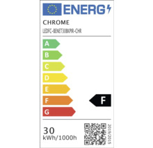 Etichetă energetică pentru Chrome LEDFC-BENET30BKPIR-CHR cu clasa de eficiență energetică F
