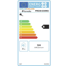 Etichetă energetică UE pentru Aquacalda Fornello PRO30-D35W2, clasa de eficiență energetică B, 504 kWh pe an, 15 decibeli, profil de sarcină S.