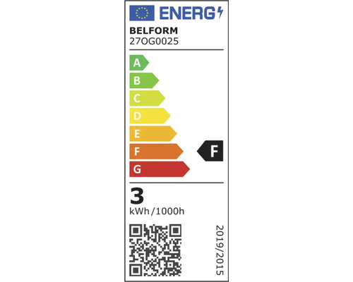 Etichetă energetică a mărcii Belform cu clasa de eficiență energetică F