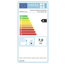 Etichetă energetică europeană pentru Cumulus Omega XL Kalkstein de la Thermia cu clasa de eficiență energetică A și o putere termică de 7,0 Kilowatt.