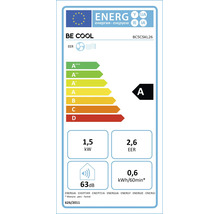 Aparat aer condiționat BE COOL BC5CSKL26, clasa A, putere răcire 1,5 kilowați, EER 2,6, 63 decibeli, 0,6 kilowați-oră pe 60 minute.