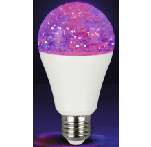 Bec LED cu efect sclipici disco în nuanțe de mov și roz și soclu cu filet E27