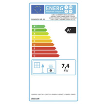 Etichetă energetică UE pentru sobe Panadero cu clasă de eficiență energetică A plus și putere de 7,4 kilowați.