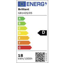 Eticheta energetică UE pentru Brilliant G81435/05, clasa de eficiență energetică D, consum 18 kWh la 1000 de ore.