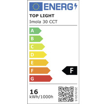 Eticheta energetica UE pentru corpul de iluminat Top Light Imola 30 CCT cu clasa de eficienta energetica F si consum de 16 kilowati ora la 1000 ore